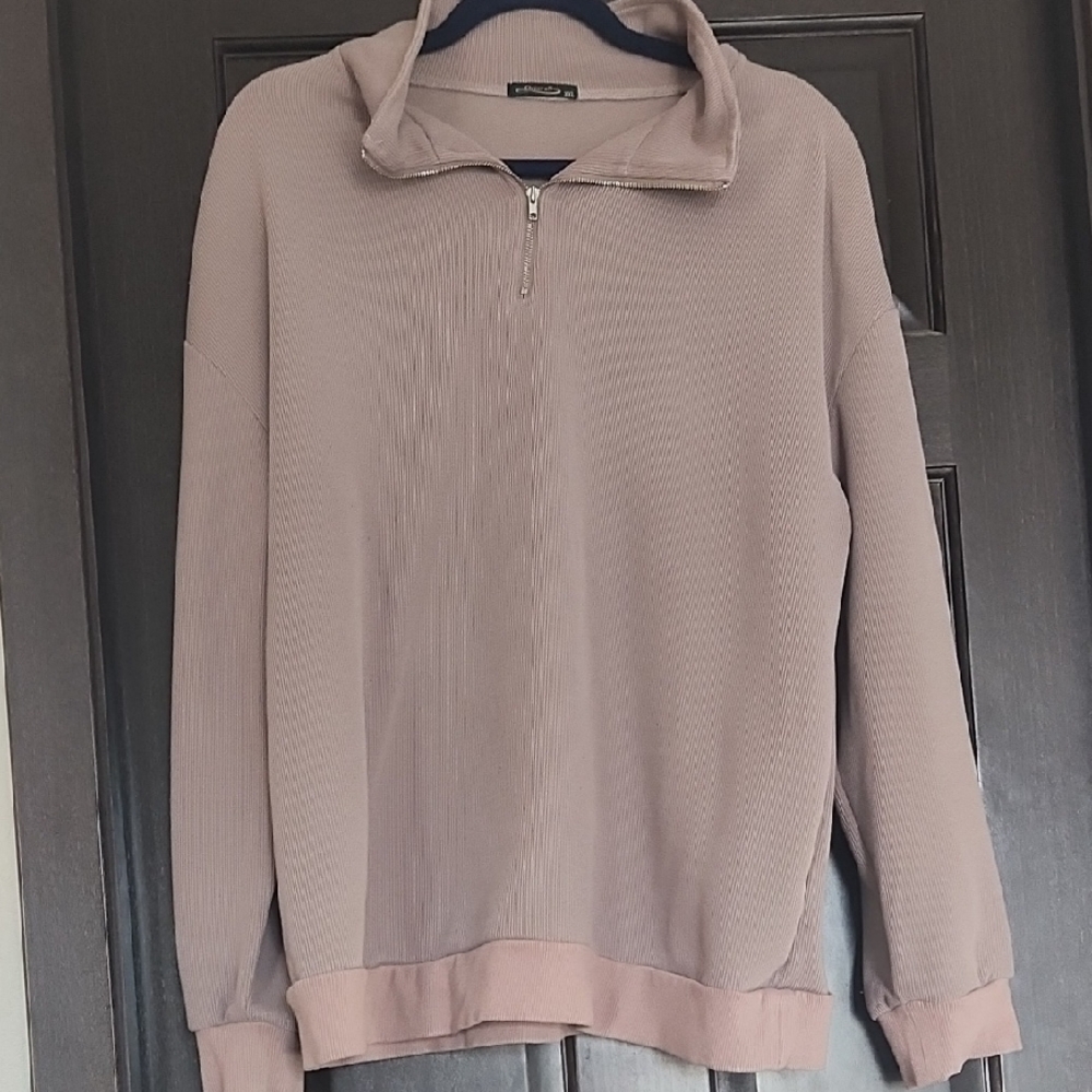 Mauve Quarter-Zip Pullover